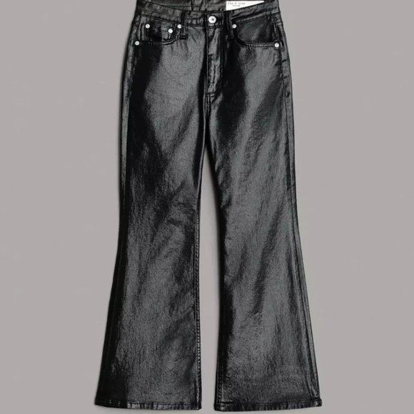 Casey High-Rise Ankle Flare - Coated Black - Picture 2 of 10